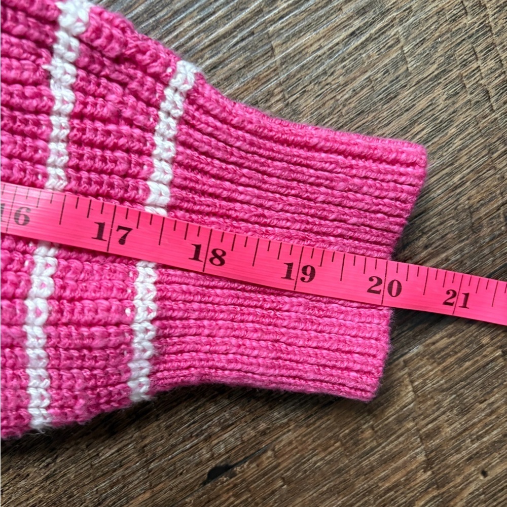 LOFT Striped Relaxed V-Neck Cardigan sweater pink & white preppy casual sz L - Picture 12 of 16